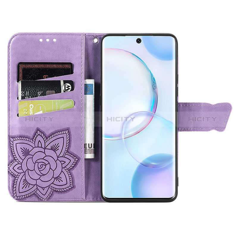 Coque Portefeuille Papillon Livre Cuir Etui Clapet S01D pour Huawei Honor 50 5G Plus