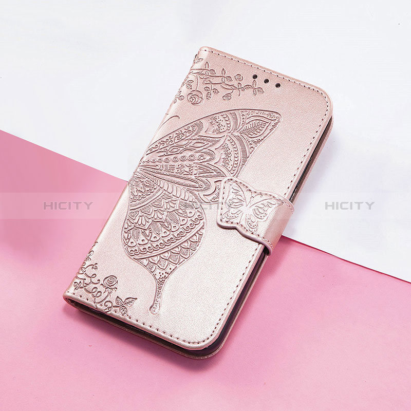 Coque Portefeuille Papillon Livre Cuir Etui Clapet S01D pour Huawei Honor 50 Lite Or Rose Plus