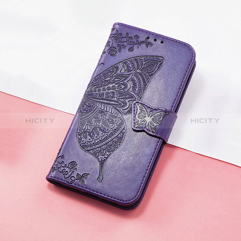 Coque Portefeuille Papillon Livre Cuir Etui Clapet S01D pour Huawei Honor 50 Lite Violet Plus