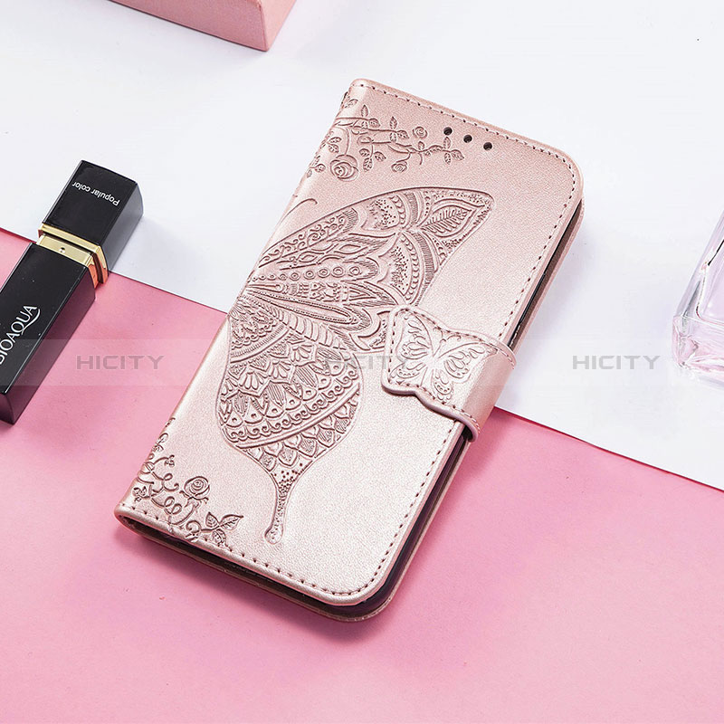 Coque Portefeuille Papillon Livre Cuir Etui Clapet S01D pour Huawei Honor 60 SE 5G Or Rose Plus