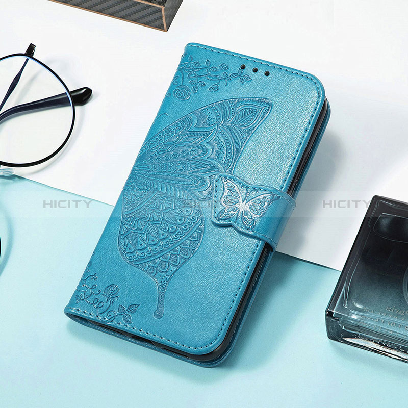 Coque Portefeuille Papillon Livre Cuir Etui Clapet S01D pour Huawei Honor 80 Pro Flat 5G Bleu Plus