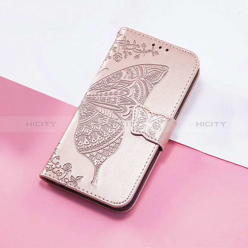 Coque Portefeuille Papillon Livre Cuir Etui Clapet S01D pour Huawei Honor Magic3 5G Or Rose Plus