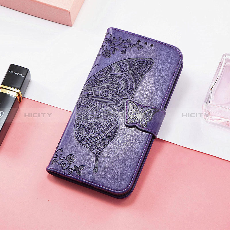 Coque Portefeuille Papillon Livre Cuir Etui Clapet S01D pour Huawei Honor Magic5 Pro 5G Violet Plus