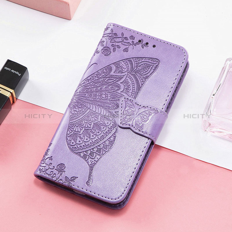 Coque Portefeuille Papillon Livre Cuir Etui Clapet S01D pour Huawei Honor Magic5 Pro 5G Violet Clair Plus