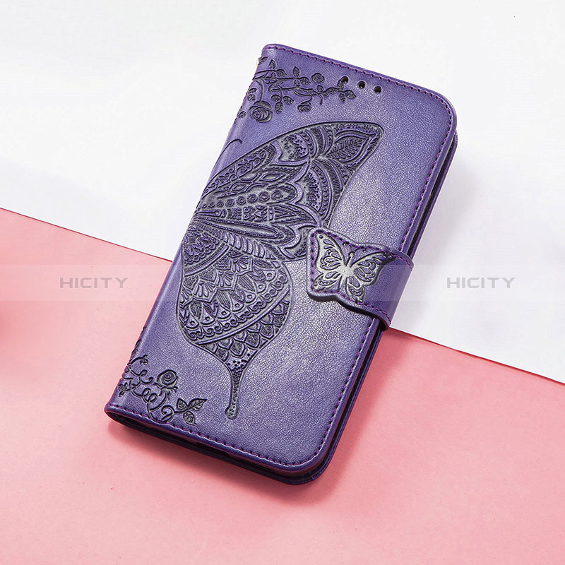 Coque Portefeuille Papillon Livre Cuir Etui Clapet S01D pour Huawei Honor V40 5G Violet Plus