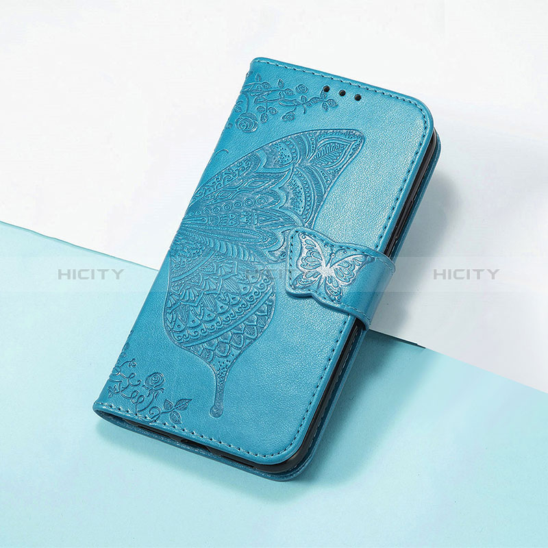 Coque Portefeuille Papillon Livre Cuir Etui Clapet S01D pour Huawei Honor X9 5G Bleu Plus