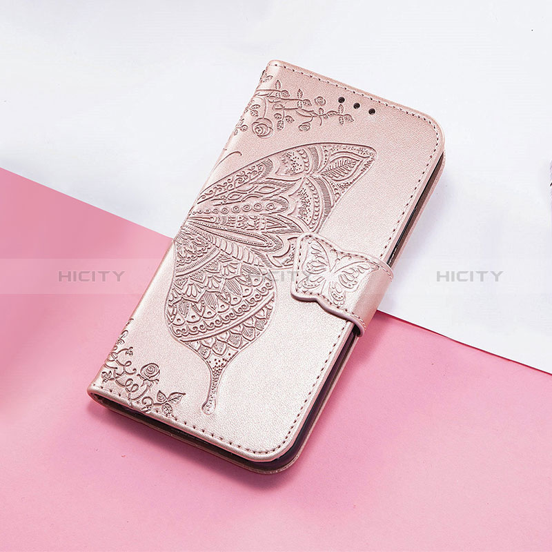 Coque Portefeuille Papillon Livre Cuir Etui Clapet S01D pour Huawei Honor X9 5G Or Rose Plus