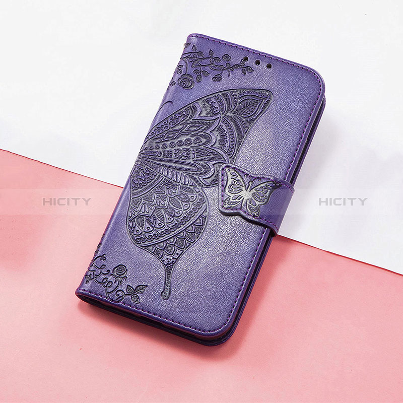 Coque Portefeuille Papillon Livre Cuir Etui Clapet S01D pour Huawei Honor X9 5G Violet Plus