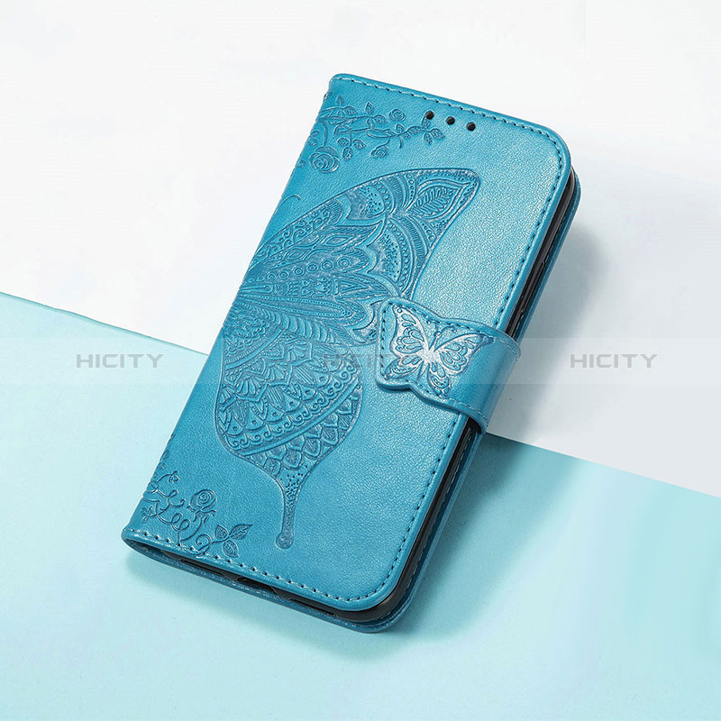 Coque Portefeuille Papillon Livre Cuir Etui Clapet S01D pour Huawei Nova Y61 Bleu Plus