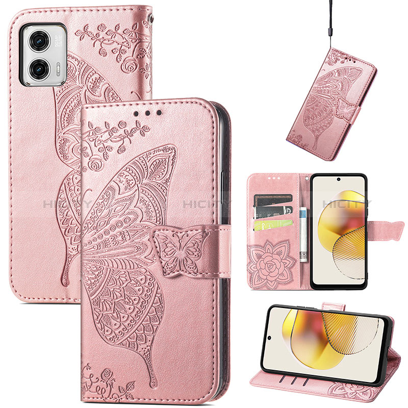 Coque Portefeuille Papillon Livre Cuir Etui Clapet S01D pour Motorola Moto G73 5G Plus