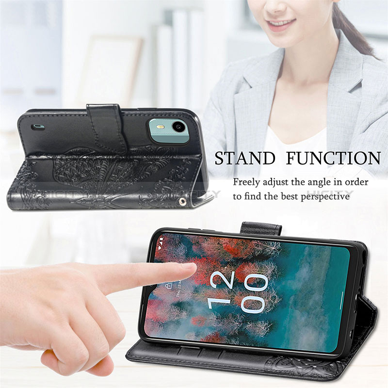 Coque Portefeuille Papillon Livre Cuir Etui Clapet S01D pour Nokia C12 Pro Plus