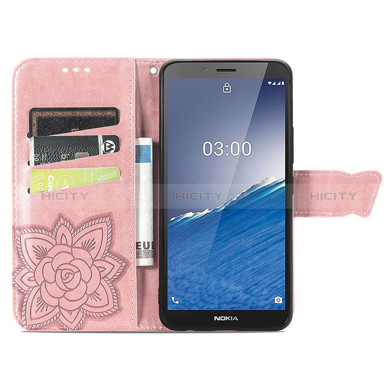 Coque Portefeuille Papillon Livre Cuir Etui Clapet S01D pour Nokia C3 Plus