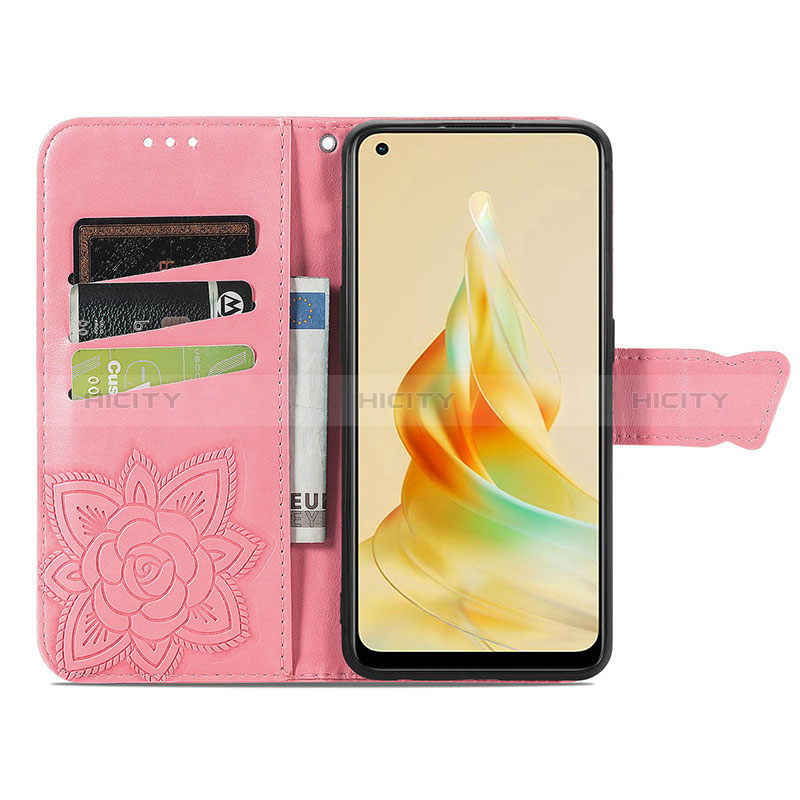 Coque Portefeuille Papillon Livre Cuir Etui Clapet S01D pour Oppo Reno8 T 4G Plus