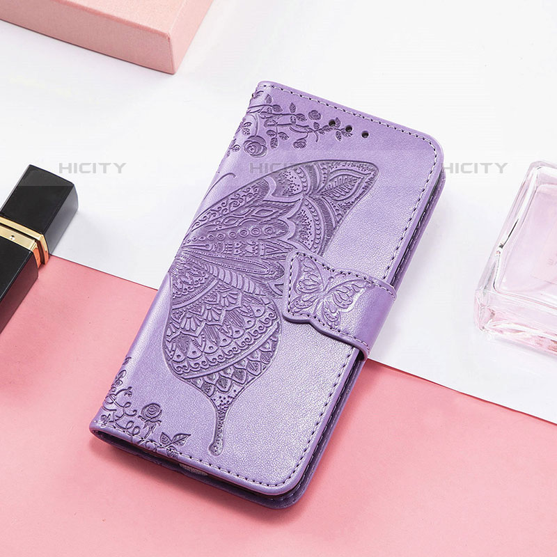 Coque Portefeuille Papillon Livre Cuir Etui Clapet S01D pour Samsung Galaxy M13 5G Violet Clair Plus