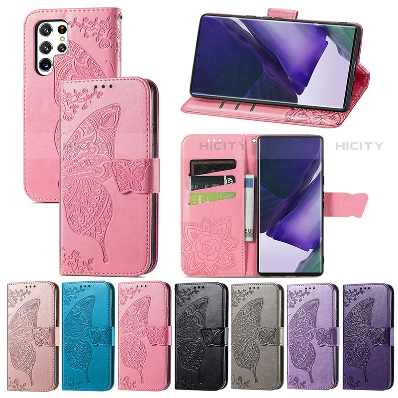 Coque Portefeuille Papillon Livre Cuir Etui Clapet S01D pour Samsung Galaxy S21 Ultra 5G Plus