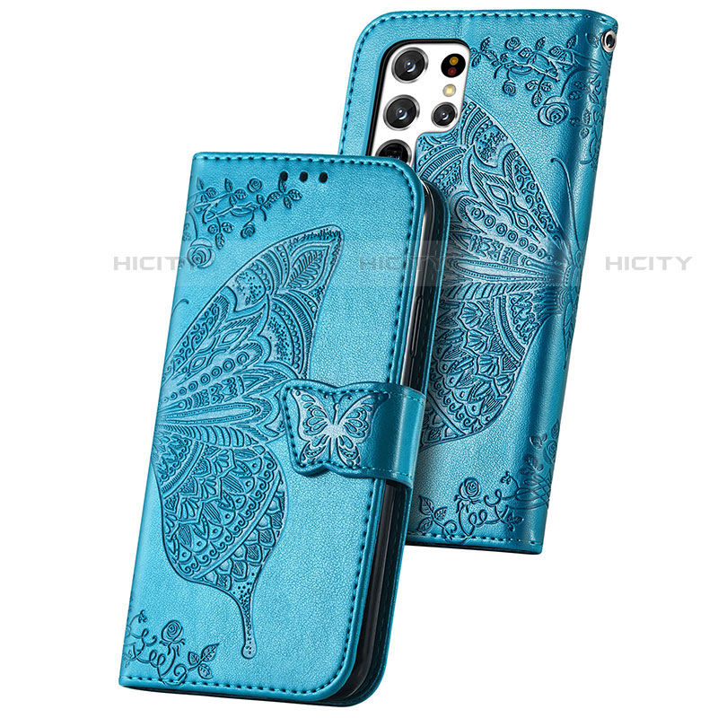 Coque Portefeuille Papillon Livre Cuir Etui Clapet S01D pour Samsung Galaxy S21 Ultra 5G Plus