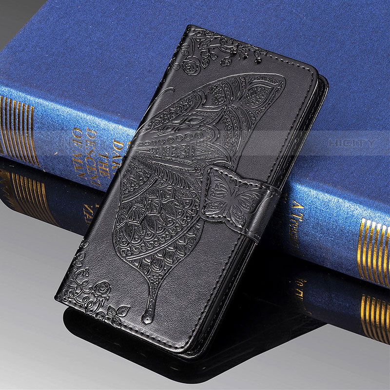 Coque Portefeuille Papillon Livre Cuir Etui Clapet S01D pour Samsung Galaxy S22 Ultra 5G Noir Plus