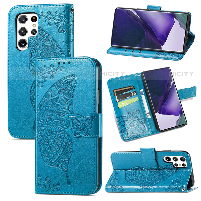 Coque Portefeuille Papillon Livre Cuir Etui Clapet S01D pour Samsung Galaxy S23 Ultra 5G Plus