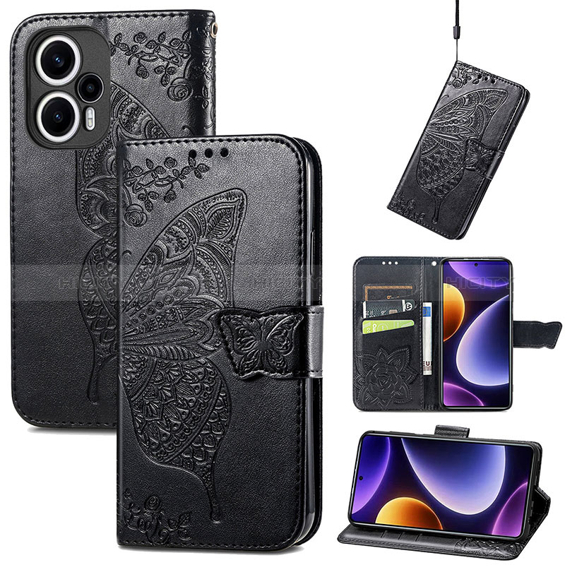 Coque Portefeuille Papillon Livre Cuir Etui Clapet S01D pour Xiaomi Poco F5 5G Plus