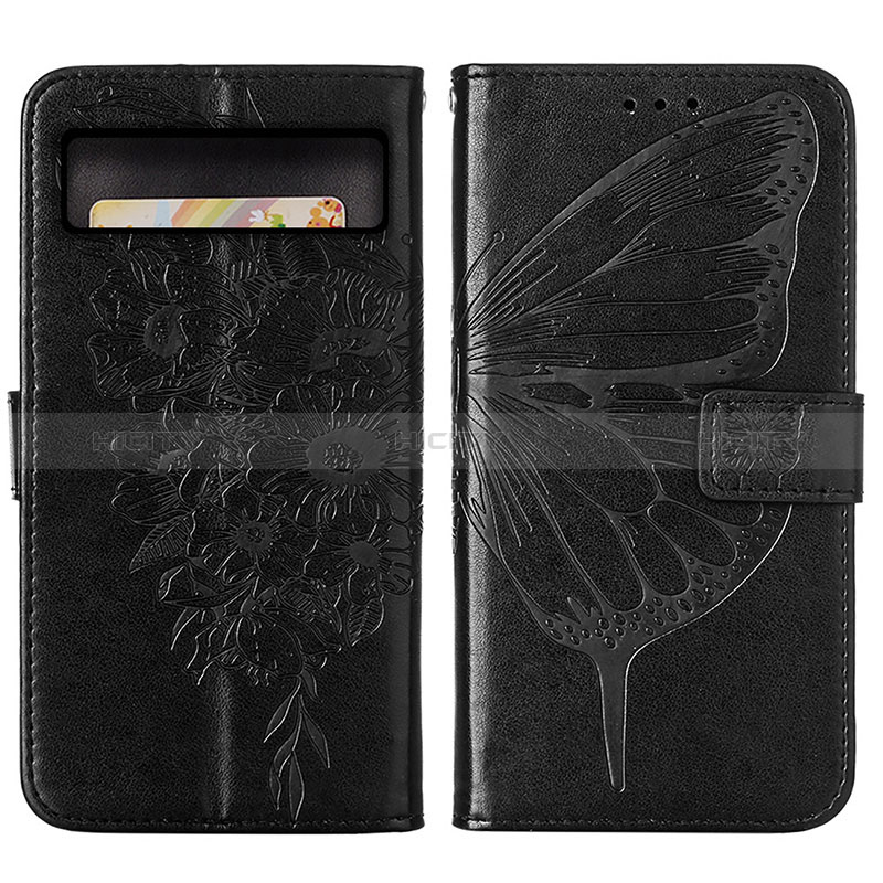 Coque Portefeuille Papillon Livre Cuir Etui Clapet Y01B pour Google Pixel 8 Pro 5G Noir Plus