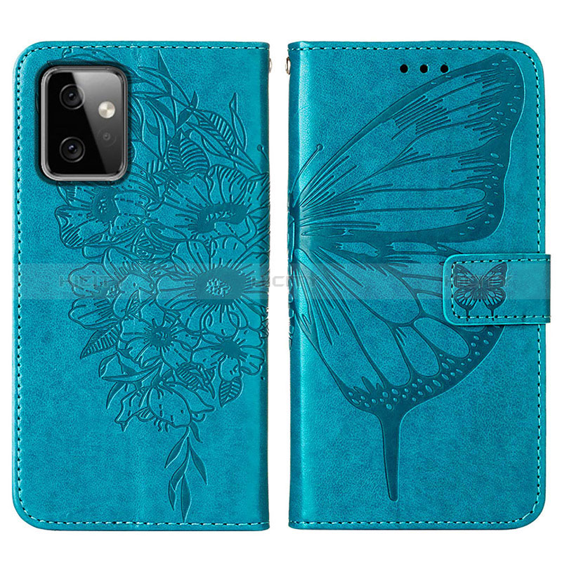 Coque Portefeuille Papillon Livre Cuir Etui Clapet Y01B pour Motorola Moto G Power 5G (2023) Bleu Plus