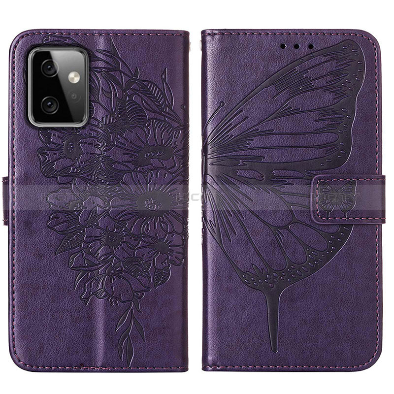 Coque Portefeuille Papillon Livre Cuir Etui Clapet Y01B pour Motorola Moto G Power 5G (2023) Violet Plus