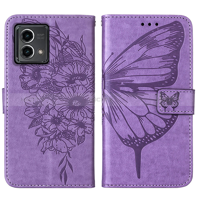 Coque Portefeuille Papillon Livre Cuir Etui Clapet Y01B pour Motorola Moto G Stylus (2023) 4G Violet Clair Plus