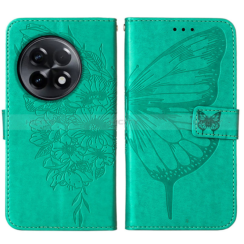 Coque Portefeuille Papillon Livre Cuir Etui Clapet Y01B pour OnePlus Ace 2 Pro 5G Vert Plus