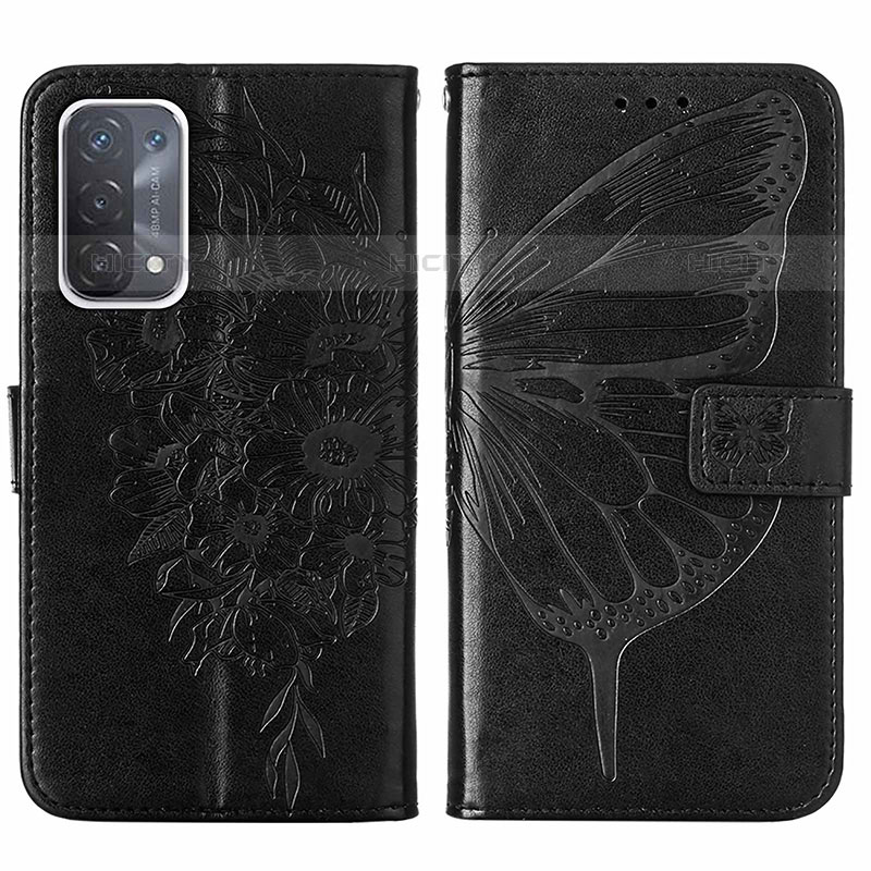 Coque Portefeuille Papillon Livre Cuir Etui Clapet Y01B pour OnePlus Nord N200 5G Noir Plus