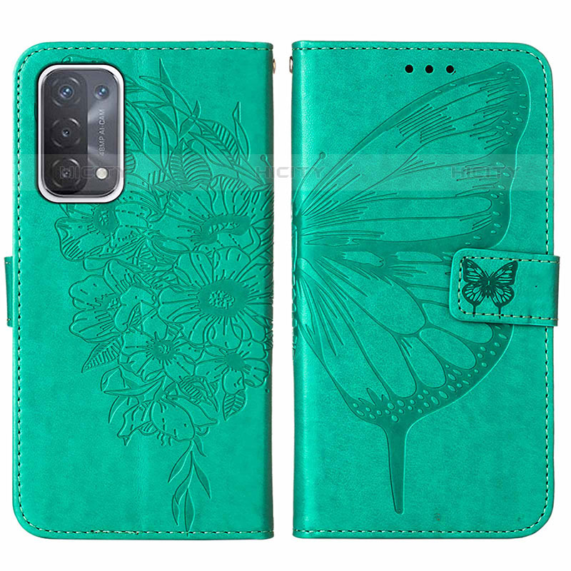 Coque Portefeuille Papillon Livre Cuir Etui Clapet Y01B pour OnePlus Nord N200 5G Vert Plus