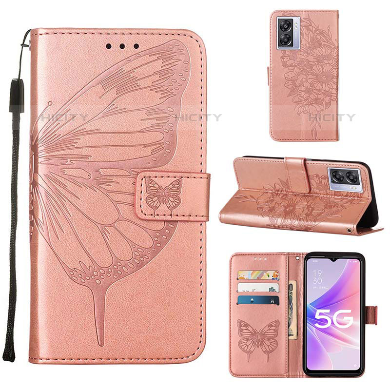 Coque Portefeuille Papillon Livre Cuir Etui Clapet Y01B pour OnePlus Nord N300 5G Or Rose Plus