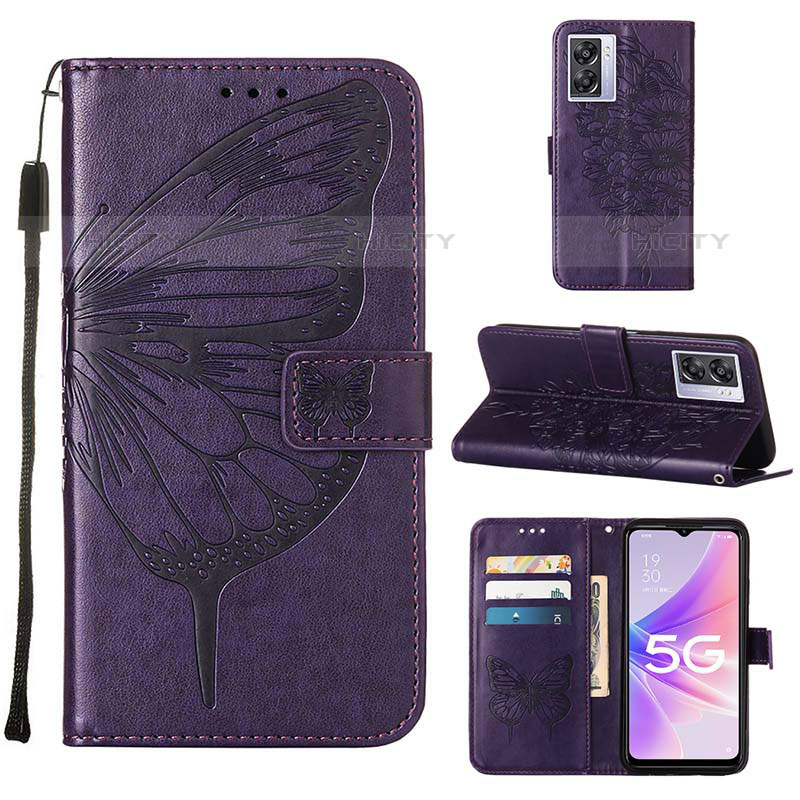 Coque Portefeuille Papillon Livre Cuir Etui Clapet Y01B pour OnePlus Nord N300 5G Violet Plus