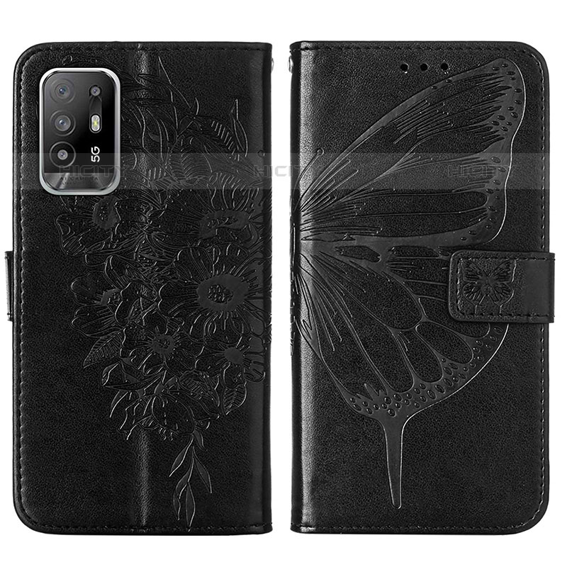 Coque Portefeuille Papillon Livre Cuir Etui Clapet Y01B pour Oppo F19 Pro+ Plus 5G Noir Plus