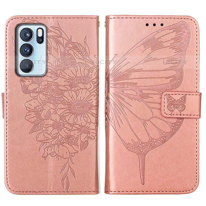 Coque Portefeuille Papillon Livre Cuir Etui Clapet Y01B pour Oppo Reno6 Pro 5G India Plus