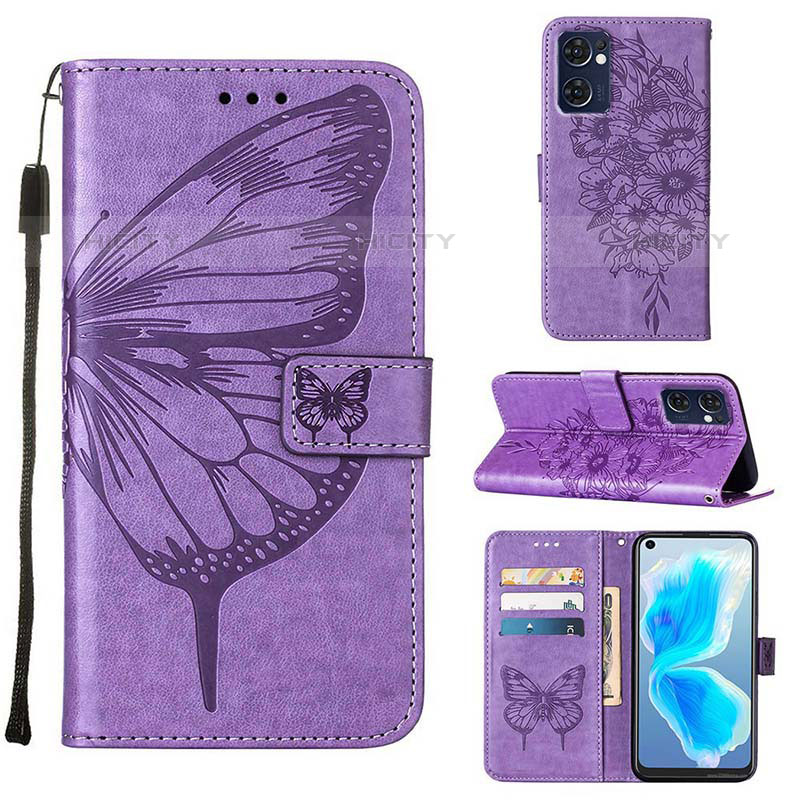 Coque Portefeuille Papillon Livre Cuir Etui Clapet Y01B pour Oppo Reno7 5G Plus