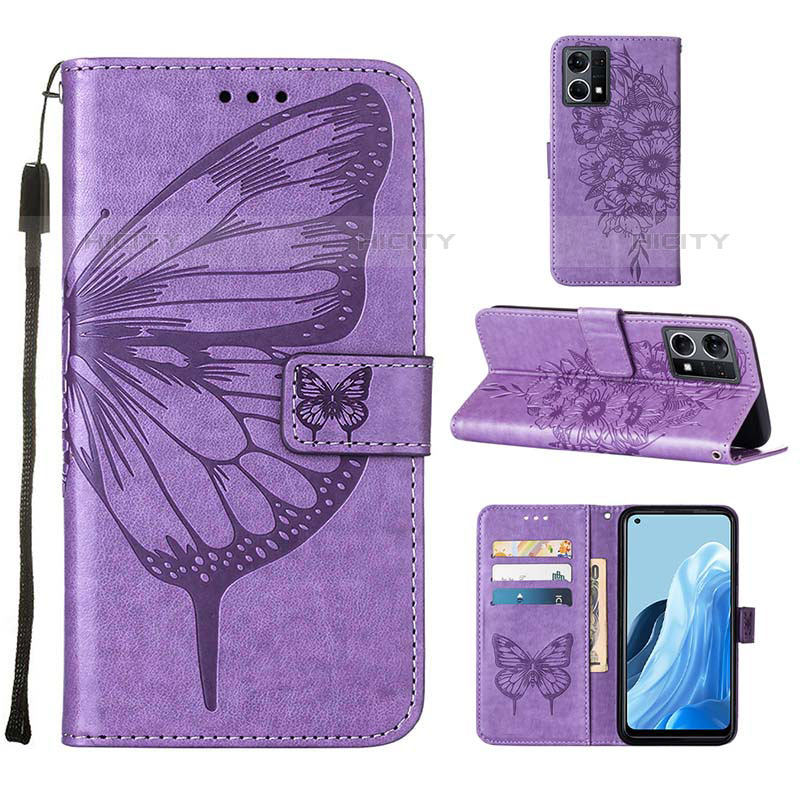 Coque Portefeuille Papillon Livre Cuir Etui Clapet Y01B pour Oppo Reno8 4G Plus