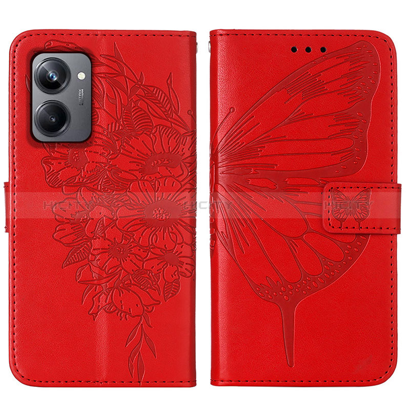 Coque Portefeuille Papillon Livre Cuir Etui Clapet Y01B pour Realme 10 Pro 5G Rouge Plus