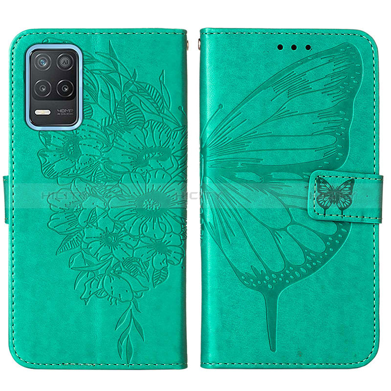 Coque Portefeuille Papillon Livre Cuir Etui Clapet Y01B pour Realme 8s 5G Vert Plus