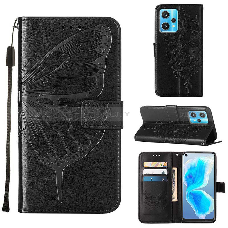 Coque Portefeuille Papillon Livre Cuir Etui Clapet Y01B pour Realme 9 Pro+ Plus 5G Noir Plus