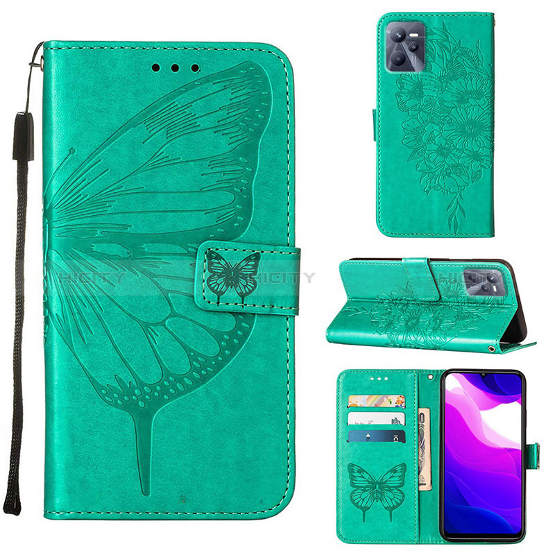 Coque Portefeuille Papillon Livre Cuir Etui Clapet Y01B pour Realme C35 Vert Plus