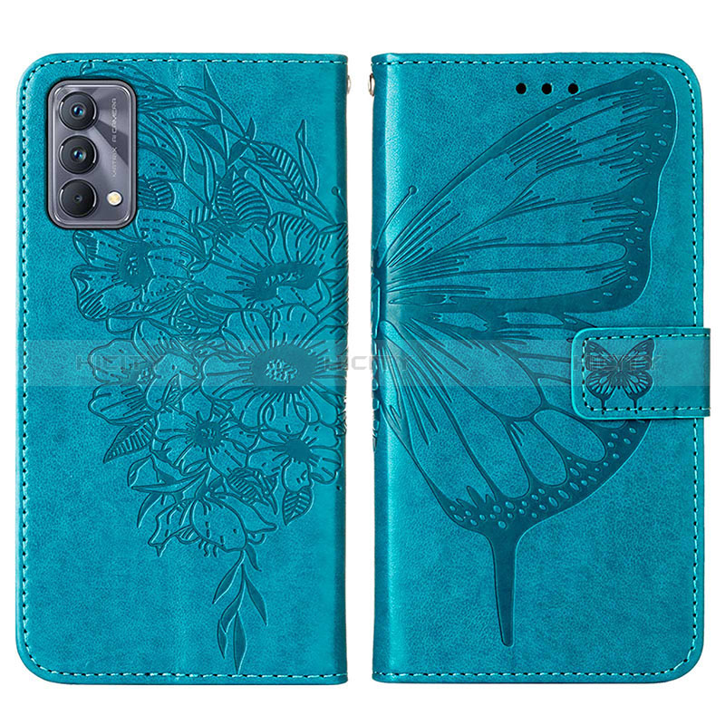 Coque Portefeuille Papillon Livre Cuir Etui Clapet Y01B pour Realme GT Master 5G Bleu Plus