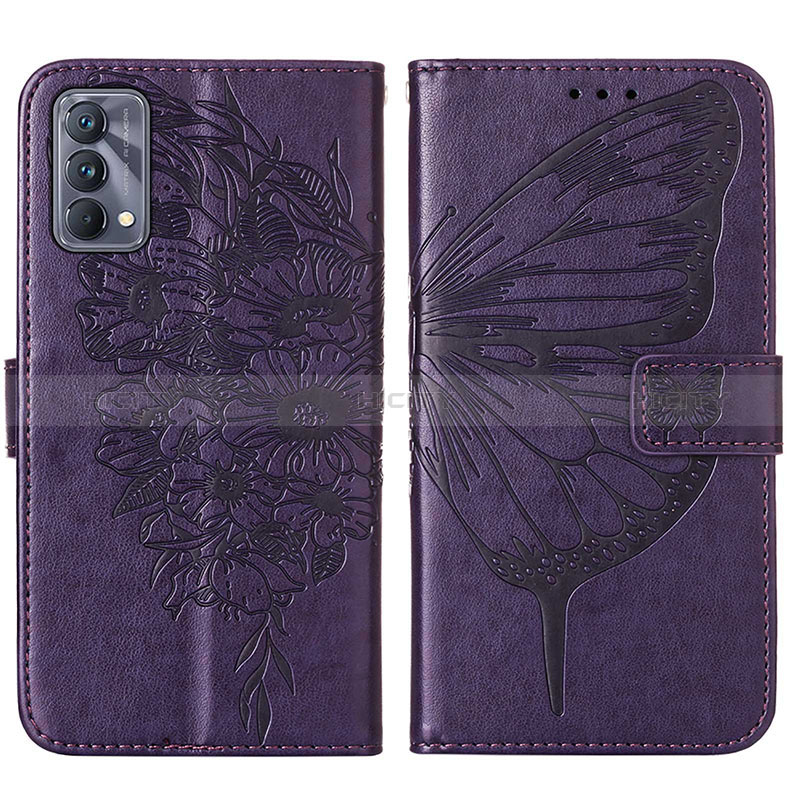 Coque Portefeuille Papillon Livre Cuir Etui Clapet Y01B pour Realme GT Master 5G Violet Plus