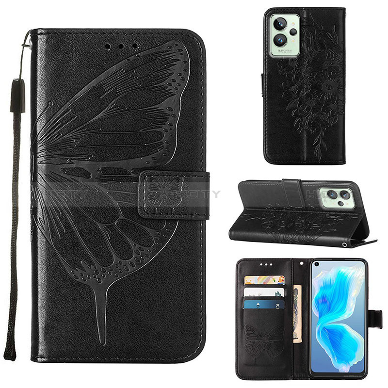 Coque Portefeuille Papillon Livre Cuir Etui Clapet Y01B pour Realme GT2 Pro 5G Noir Plus