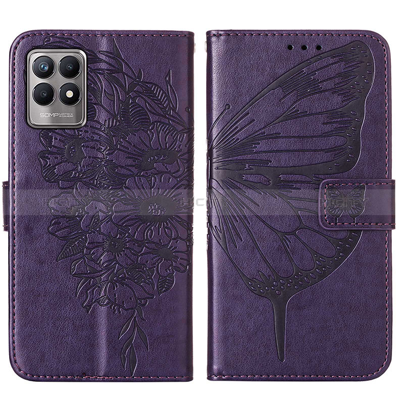 Coque Portefeuille Papillon Livre Cuir Etui Clapet Y01B pour Realme Narzo 50 4G Violet Plus