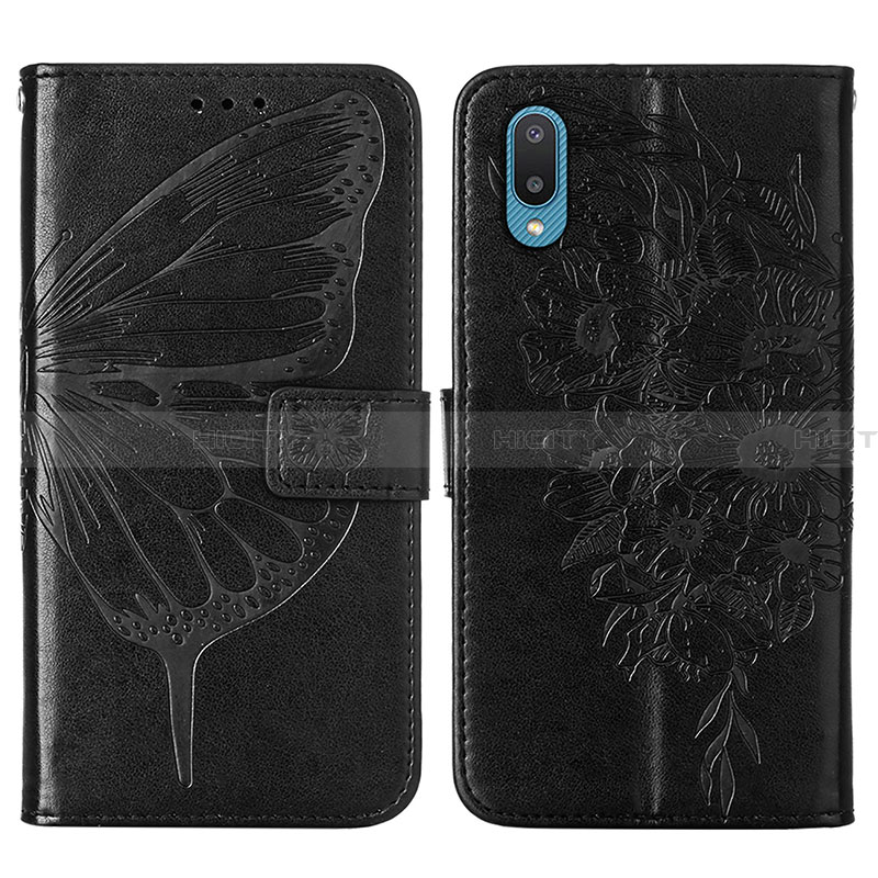 Coque Portefeuille Papillon Livre Cuir Etui Clapet Y01B pour Samsung Galaxy A02 Noir Plus