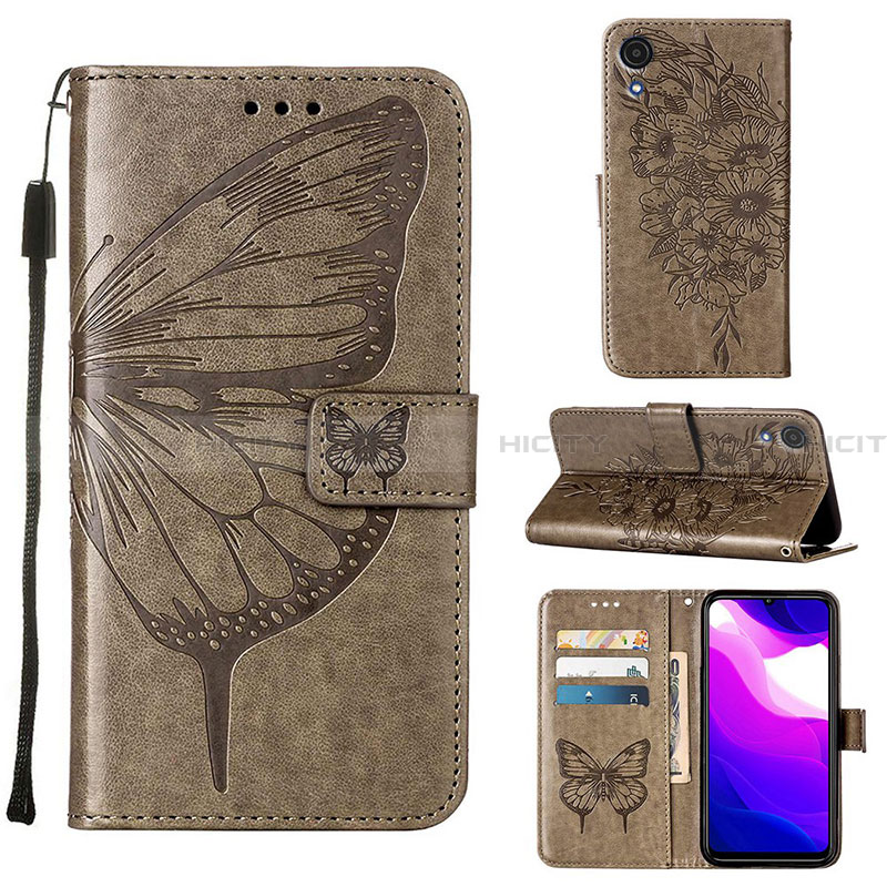 Coque Portefeuille Papillon Livre Cuir Etui Clapet Y01B pour Samsung Galaxy A03 Core Gris Plus