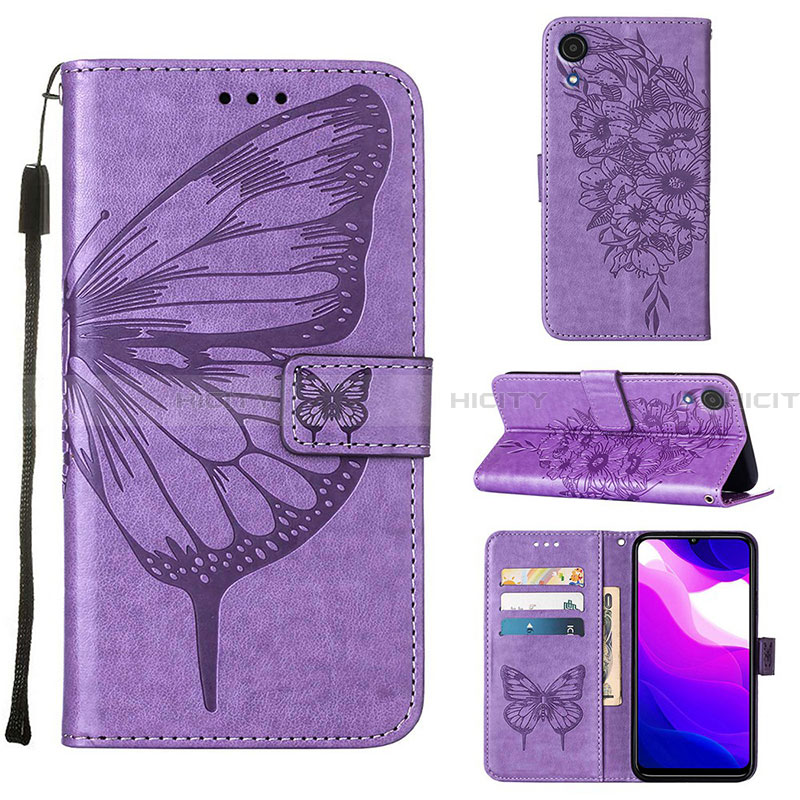 Coque Portefeuille Papillon Livre Cuir Etui Clapet Y01B pour Samsung Galaxy A03 Core Violet Clair Plus