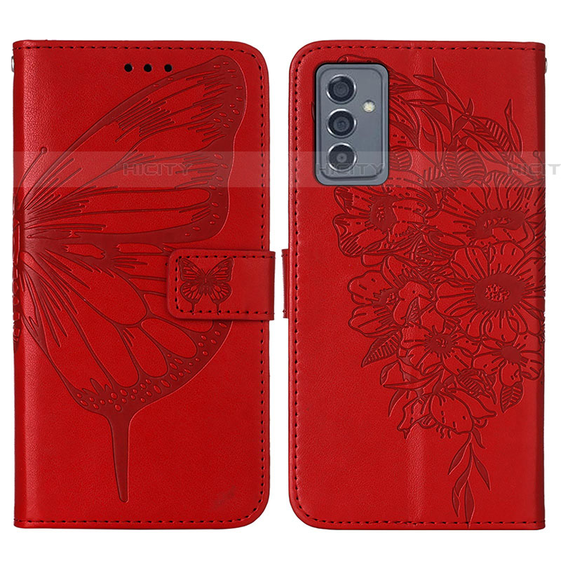 Coque Portefeuille Papillon Livre Cuir Etui Clapet Y01B pour Samsung Galaxy A05s Rouge Plus