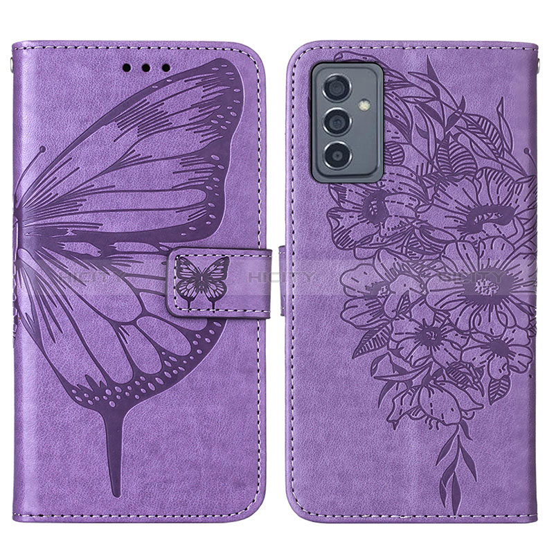 Coque Portefeuille Papillon Livre Cuir Etui Clapet Y01B pour Samsung Galaxy A15 4G Violet Clair Plus