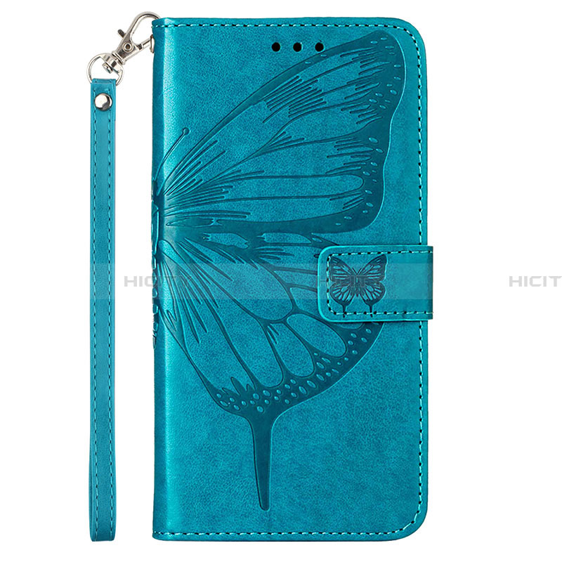 Coque Portefeuille Papillon Livre Cuir Etui Clapet Y01B pour Samsung Galaxy A23 4G Bleu Plus